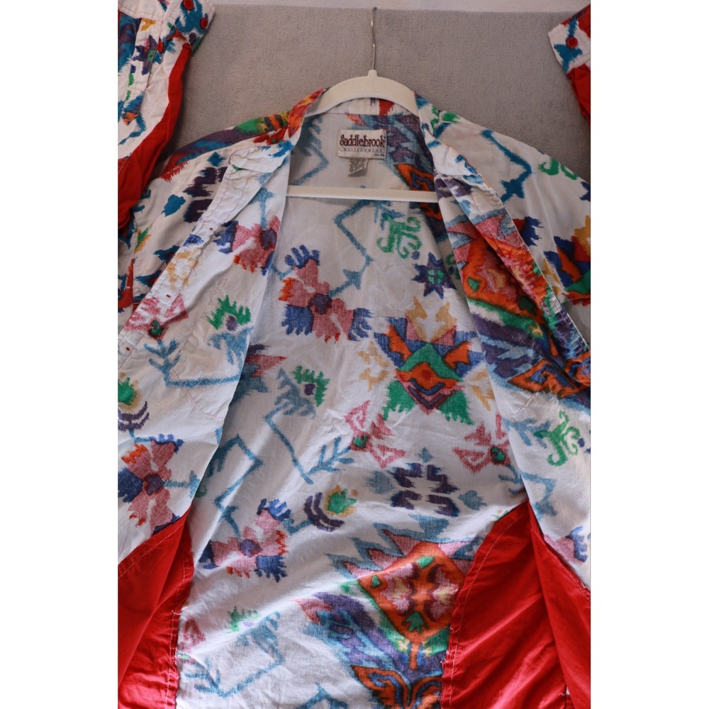 Saddlebrook Western Shirt Mens XL Southwestern Aztec Print Cotton Button Front - Picture 7 of 16